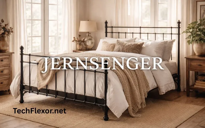 Jernsenger iron bed in a modern bedroom with Scandinavian design and durable black metal frame
